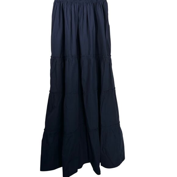 New Quince Navy Blue Organic Cotton Poplin Smocked Midi Dress Women's Small - Picture 8 of 9